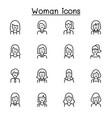 woman icon set in thin line style vector image