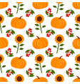 pattern with pumpkins sunflowers and berries vector image