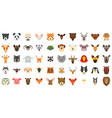 animals icon set flat style vector image