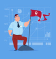 business man hold flag successful achievement vector image