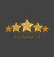 five golden rating star in gray black background vector image