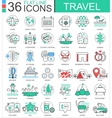 travel color flat line outline icons vector image vector image