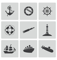 black nautical icons set vector image