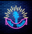 vintage rock festival emblem glowing neon sign vector image vector image