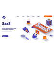 saas isometric landing page cloud technologies vector image