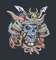 samurai skull wearing helmet vector image