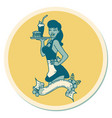 tattoo style sticker a pinup waitress girl vector image vector image