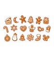 big set christmas and new year gingerbread vector image