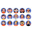 call center operators avatar or round icons set vector image vector image
