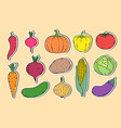 stickers with hand drawn vegetables vector image
