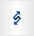blue letter s or number 5 logo with arrows vector image vector image