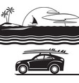 car with surfboards on the beach vector image