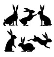 silhouette rabbit set vector image