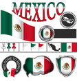 glossy icons with flag of mexico vector image