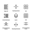 9 alignment line icons vector image