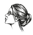 girl in sunglasses beautiful woman face hand vector image