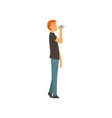 young man drinking fresh clean water from plastic vector image