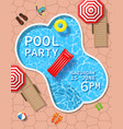 pool party invitation with top view vector image