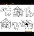 cartoon funny dogs characters coloring book page vector image
