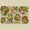 doodles cartoon set of diet food vector image vector image