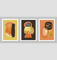 set modern cards with hand drawn details vector image vector image
