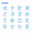 airport thin line icons set vector image