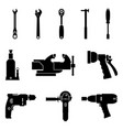 hand tools and power tools flat icons silhouette vector image