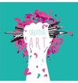 creative and art hand is holding arts tools vector image