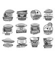dirigible airships and balloons icons set vector image