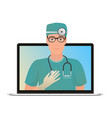 male doctor with online medical vector image vector image