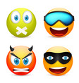 smiley with blue eyesemoticon set yellow face vector image