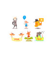 cute humanized animals set funny holding vector image vector image