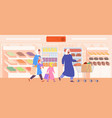 muslim family shopping saudi people with kid vector image