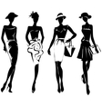 black and white retro fashion models in sketch vector image vector image