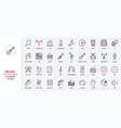 music trendy red black thin line icons set vector image