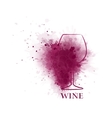 red wine glass icon with grape vector image