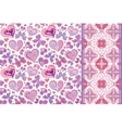 set of valentines floral background with hearts vector image vector image