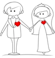 groom and bride with hearts vector image