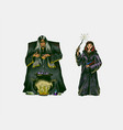 old witch conjures and brews a potion vector image