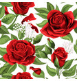 red rose bouquets and green leaves seamless vector image vector image