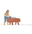 single continuous line drawing sawmill concept vector image