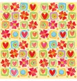 hearts and flowers background vector image vector image