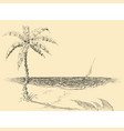 palm tree on sea shore hand drawing vector image vector image
