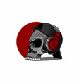 skull is listening to music through headphones vector image