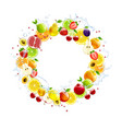 round banner of fresh fruits vector image
