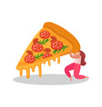 girl with pizza composition vector image vector image