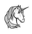 unicorn head hand drawn isolated vector image