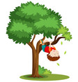 boy climbing tree cartoon style isolated vector image