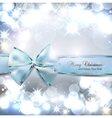 elegant christmas background with blue bow vector image