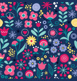 floral seamless folk art pattern vector image